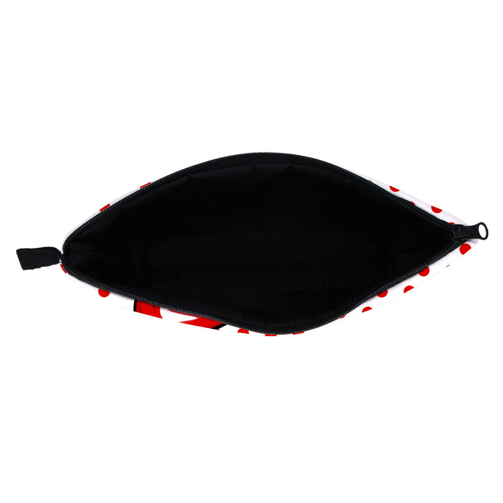 Bolsa de almacenamiento de cosméticos de impresión digital mordaz de labios de poliéster al por mayor