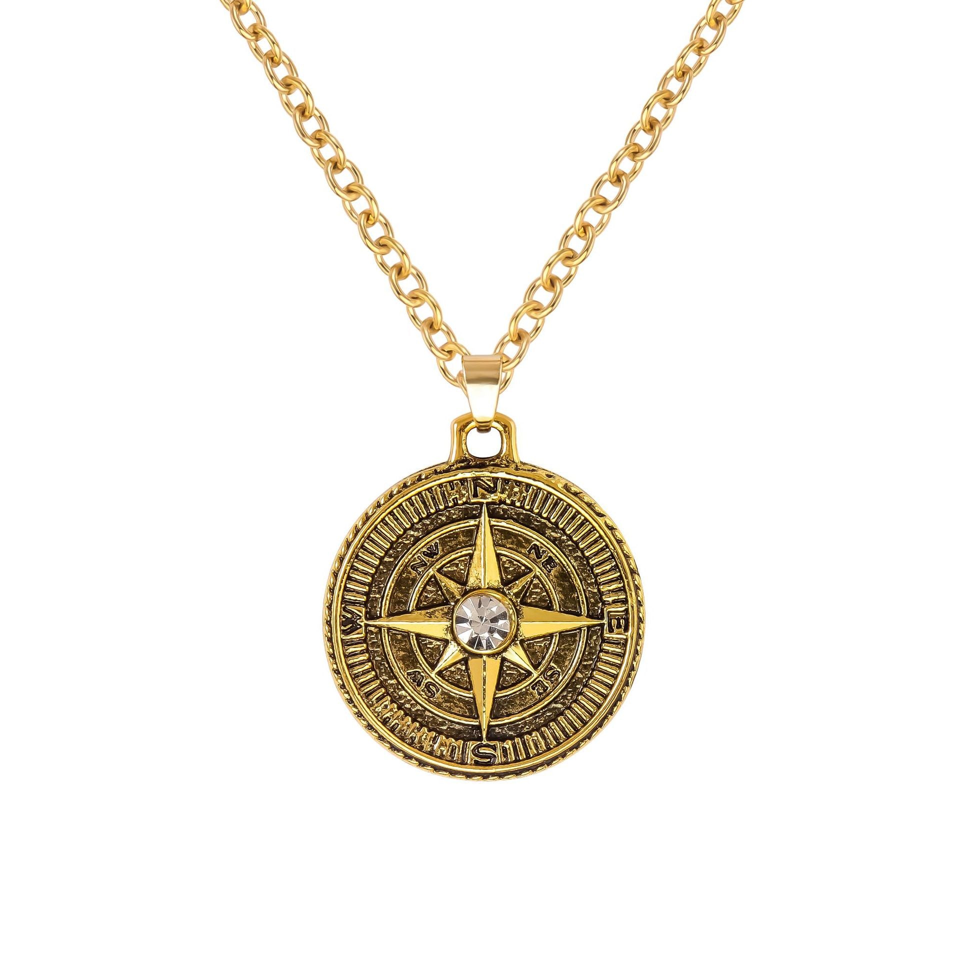 Wholesale Alloy Octagram Compass Pendant Necklace