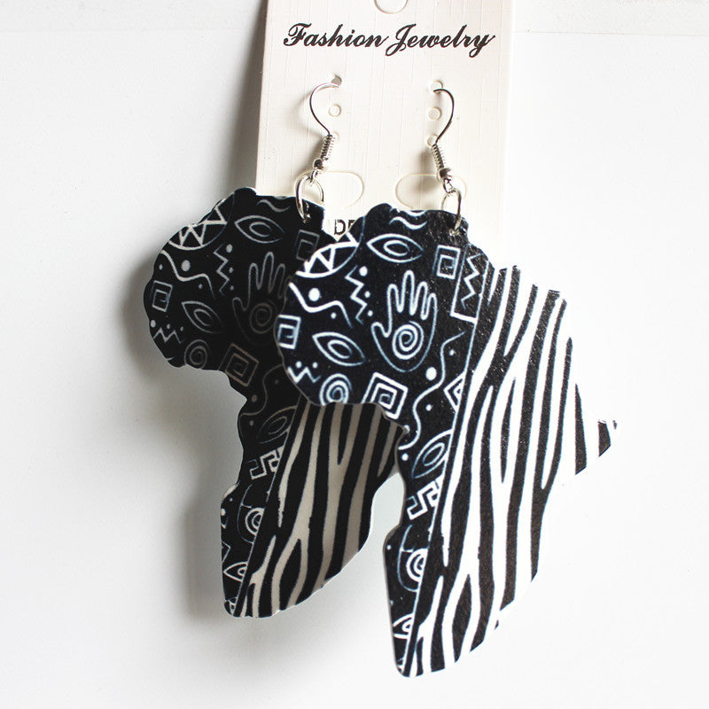 Wholesale African Map Wooden Earrings