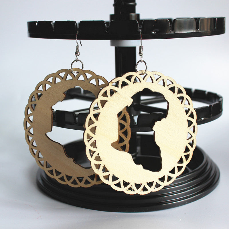 Wholesale Sculpting Exaggerated Wood Earrings