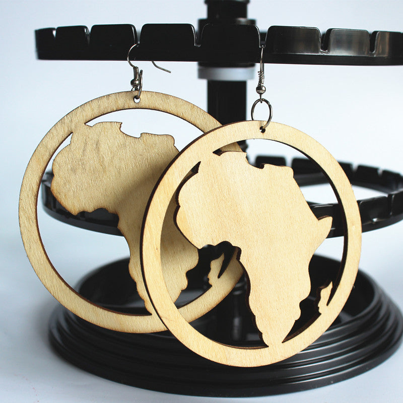 Wholesale Sculpting Exaggerated Wood Earrings