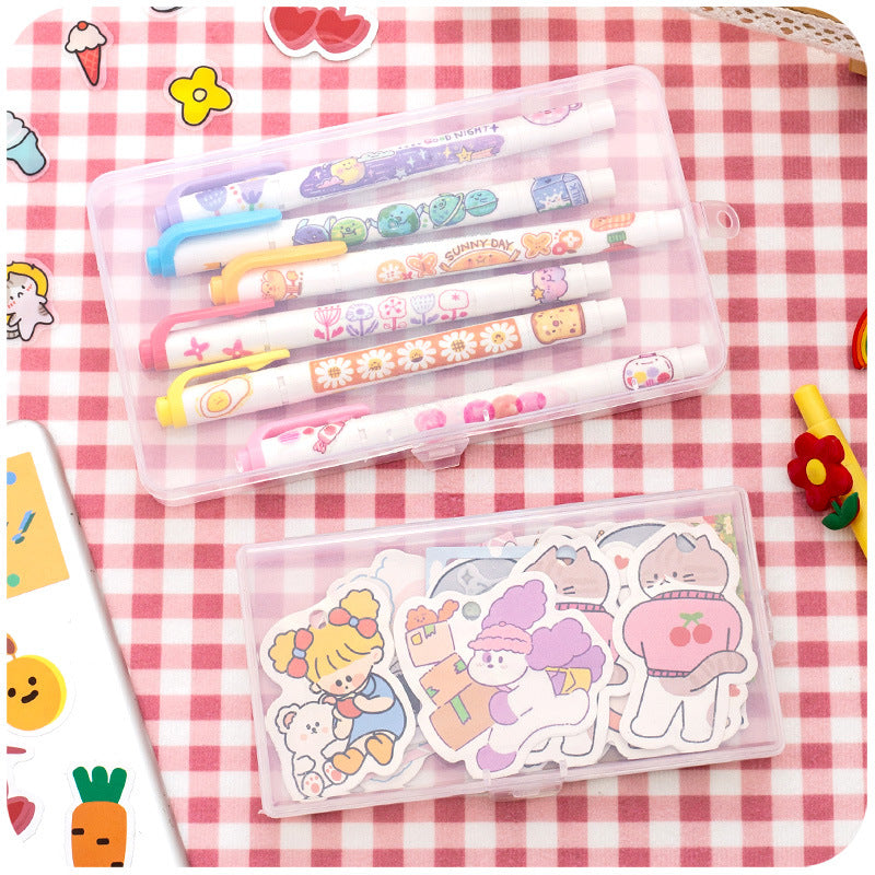 Wholesale Stationery Stickers, Notes, Writing Pens, Split Pack, Transparent Plastic Storage Box