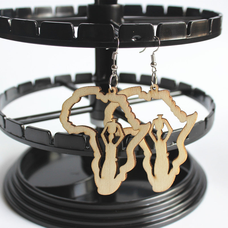 Pendientes De Madera De Mapa Africano al por mayor