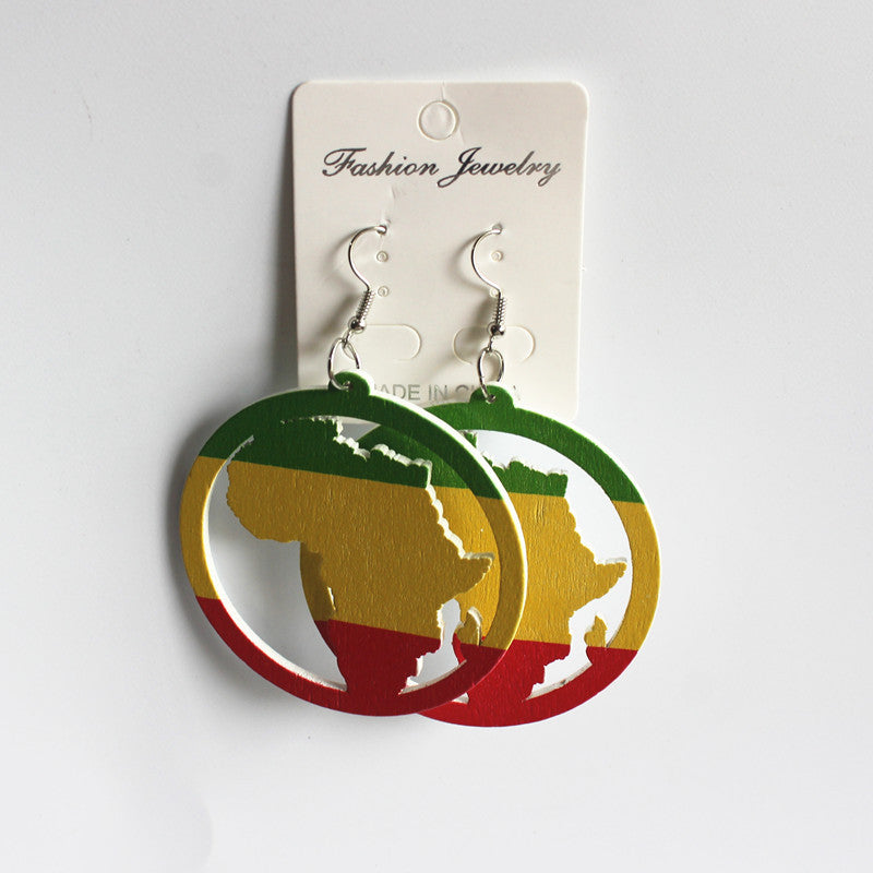 Wholesale African Map Wooden Earrings