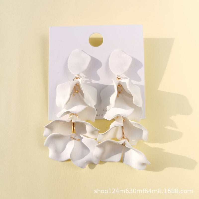 Wholesale rose petal long tassel candy color earrings