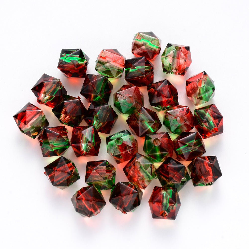 Wholesale 100PCS/Pack 8MM Polygon Two Color Clear Acrylic Beads