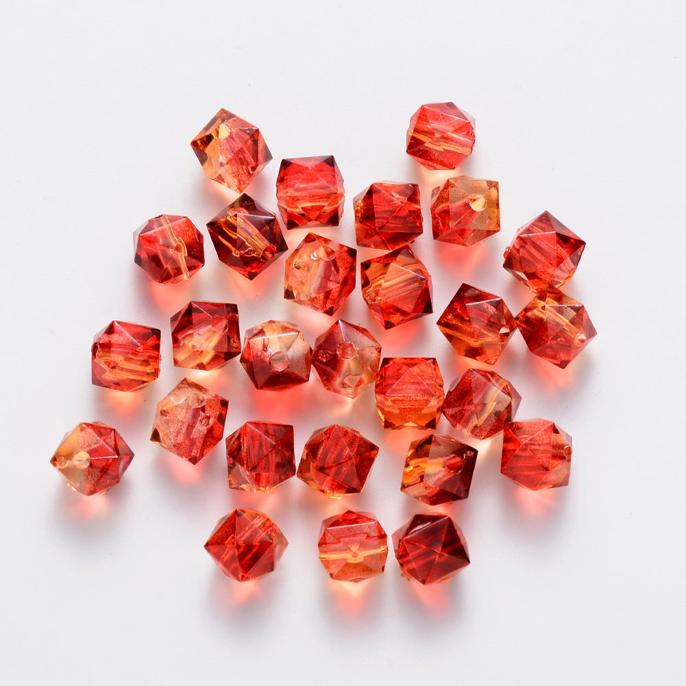 Wholesale 100PCS/Pack 8MM Polygon Two Color Clear Acrylic Beads