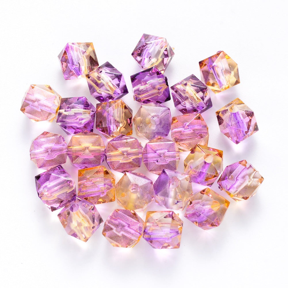 Wholesale 100PCS/Pack 8MM Polygon Two Color Clear Acrylic Beads
