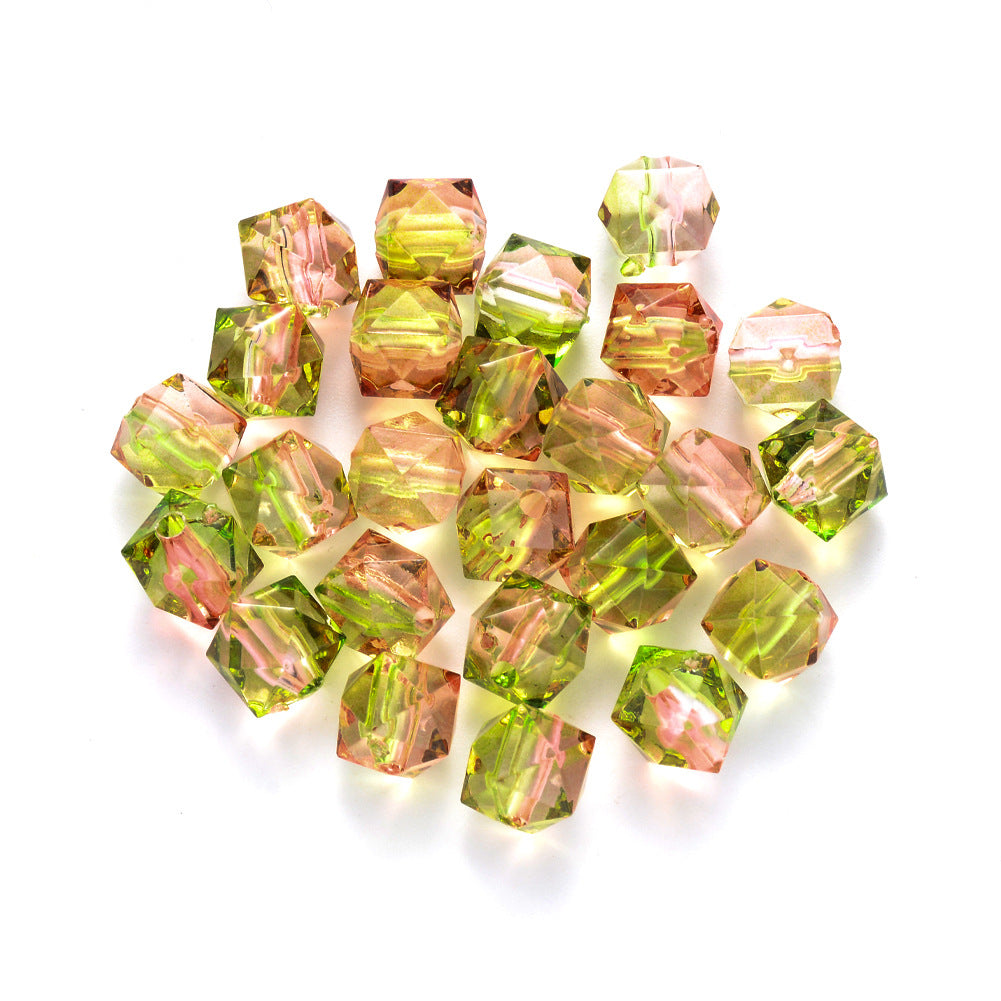 Wholesale 100PCS/Pack 8MM Polygon Two Color Clear Acrylic Beads