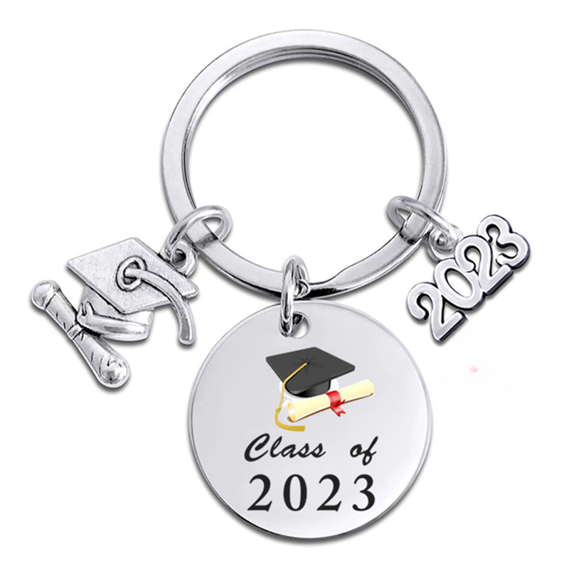 Wholesale Season of Graduation Gift Color Printing Doctor Hat Stainless Steel Key Chain