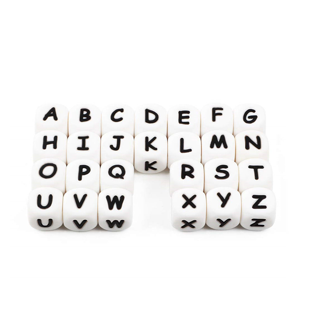 Wholesale 50pcs 26 Alphabet 12MM Silicone Beads