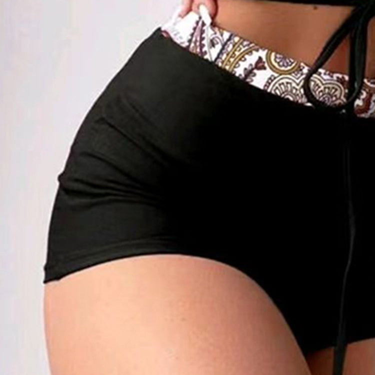 Wholesale Split High Waist Boxer Ties Polyester Swimwear