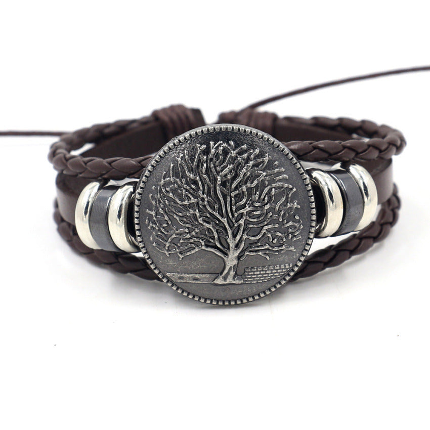 Wholesale Vintage Tree of Life Leather Beaded Bracelet