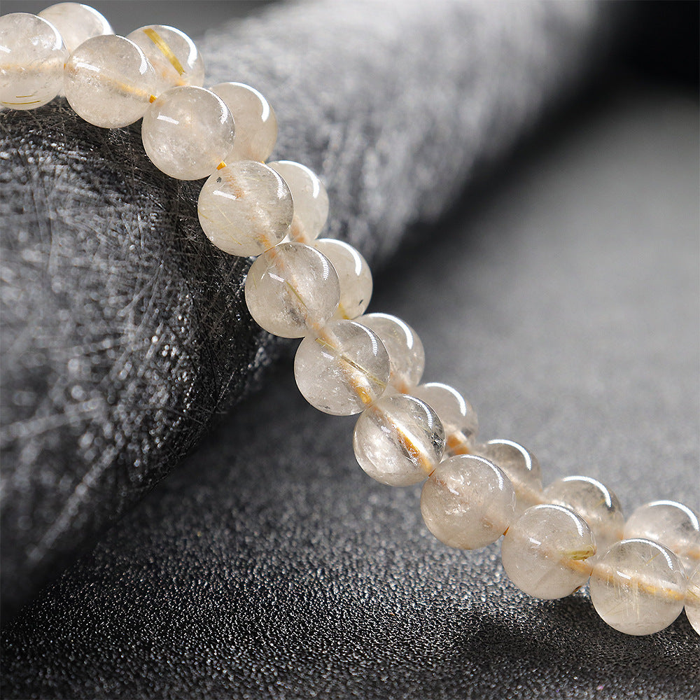 Wholesale Natural Hair Crystal Gold Jade Agate Round Scattered Beads