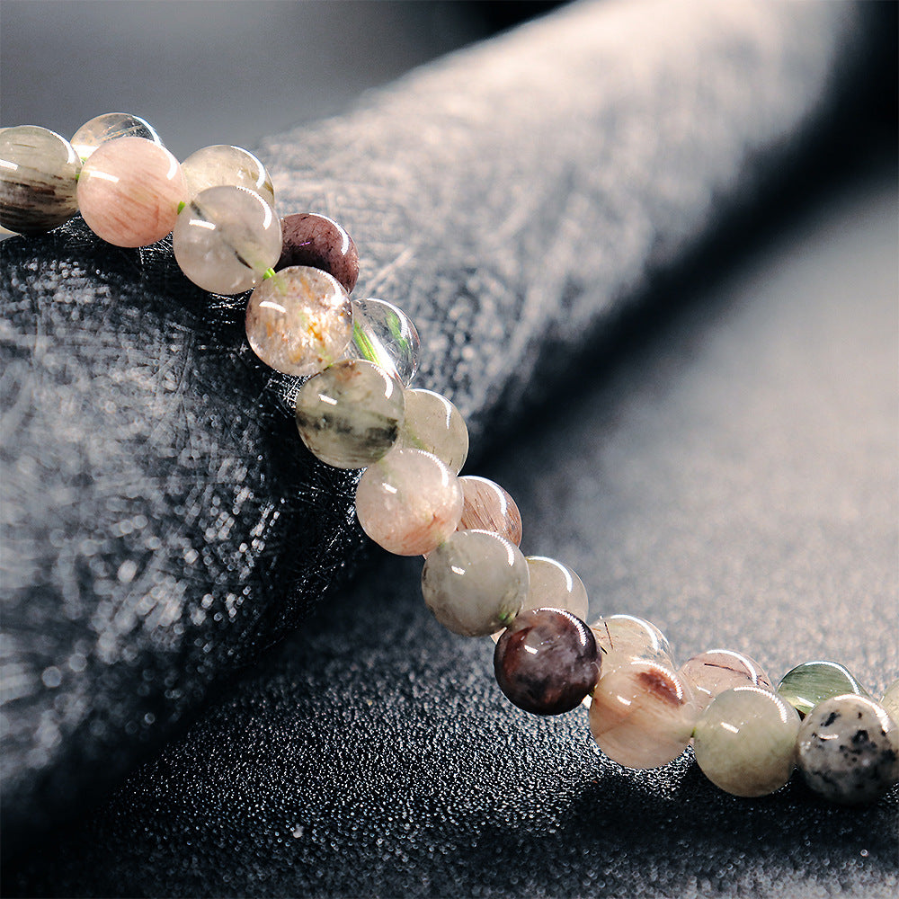 Wholesale Natural Hair Crystal Gold Jade Agate Round Scattered Beads