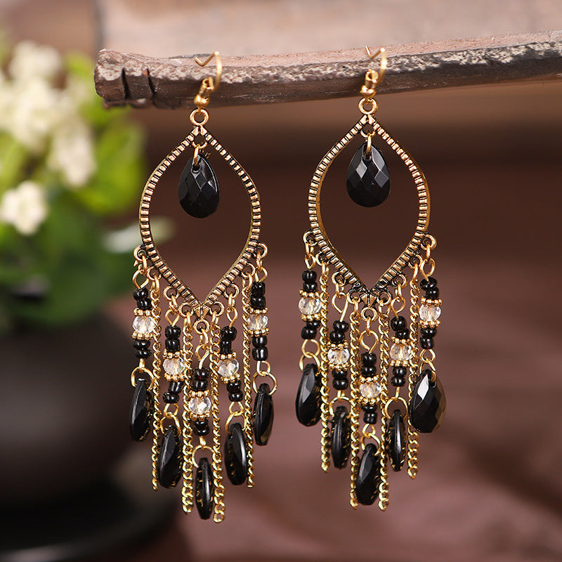 Wholesale Jewelry Long Tassel Alloy Earrings