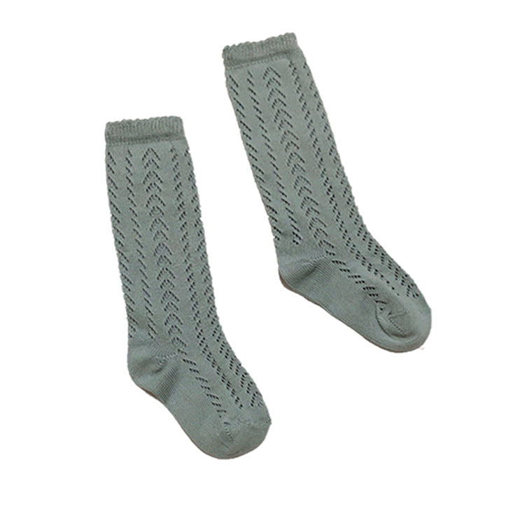 Calcetines de tubo medianos para niños huecos finos de algodón al por mayor