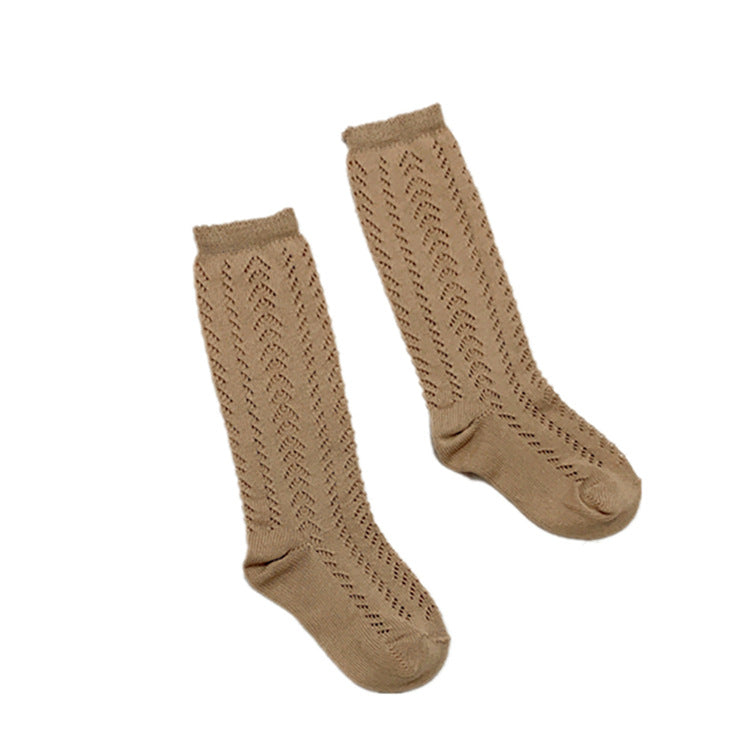 Calcetines de tubo medianos para niños huecos finos de algodón al por mayor