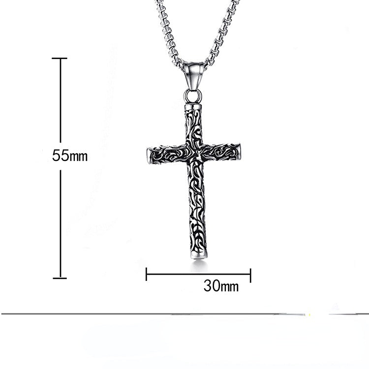 Wholesale Stainless Steel Engraved Vintage Cross Necklace