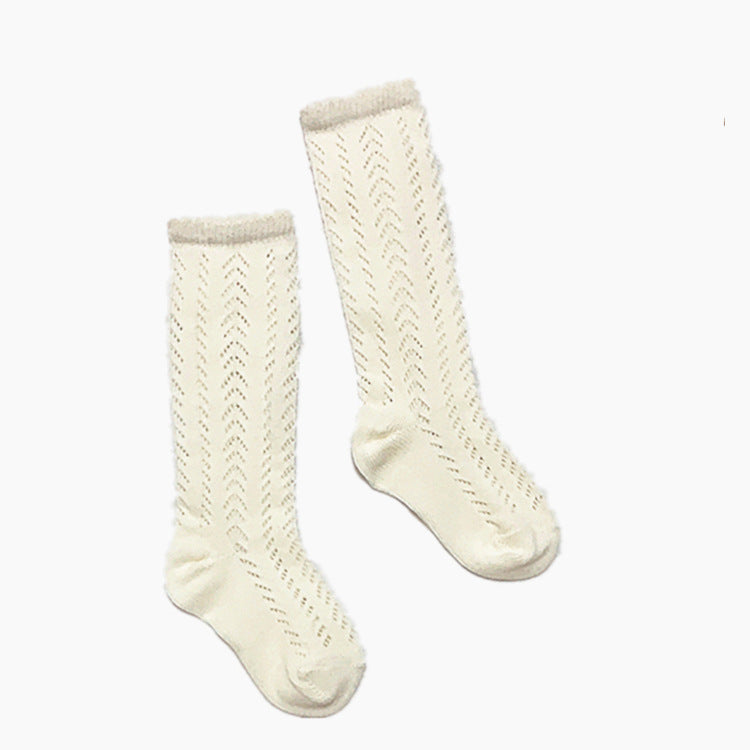 Calcetines de tubo medianos para niños huecos finos de algodón al por mayor