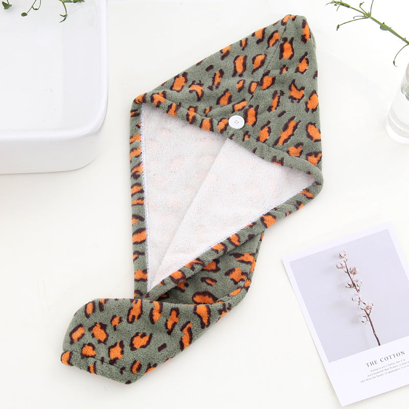 Wholesale Coral Velvet Leopard Print Dry Hair Cap