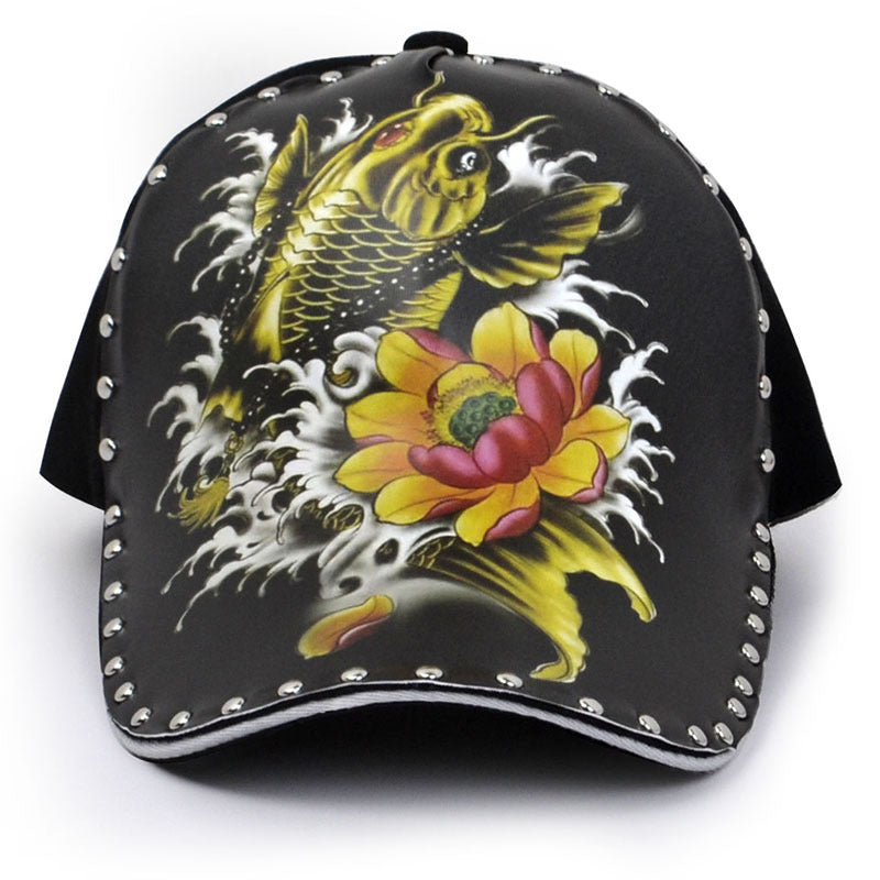 Wholesale Polyester Cotton Tattoo Print 3d Hard Top Baseball Cap