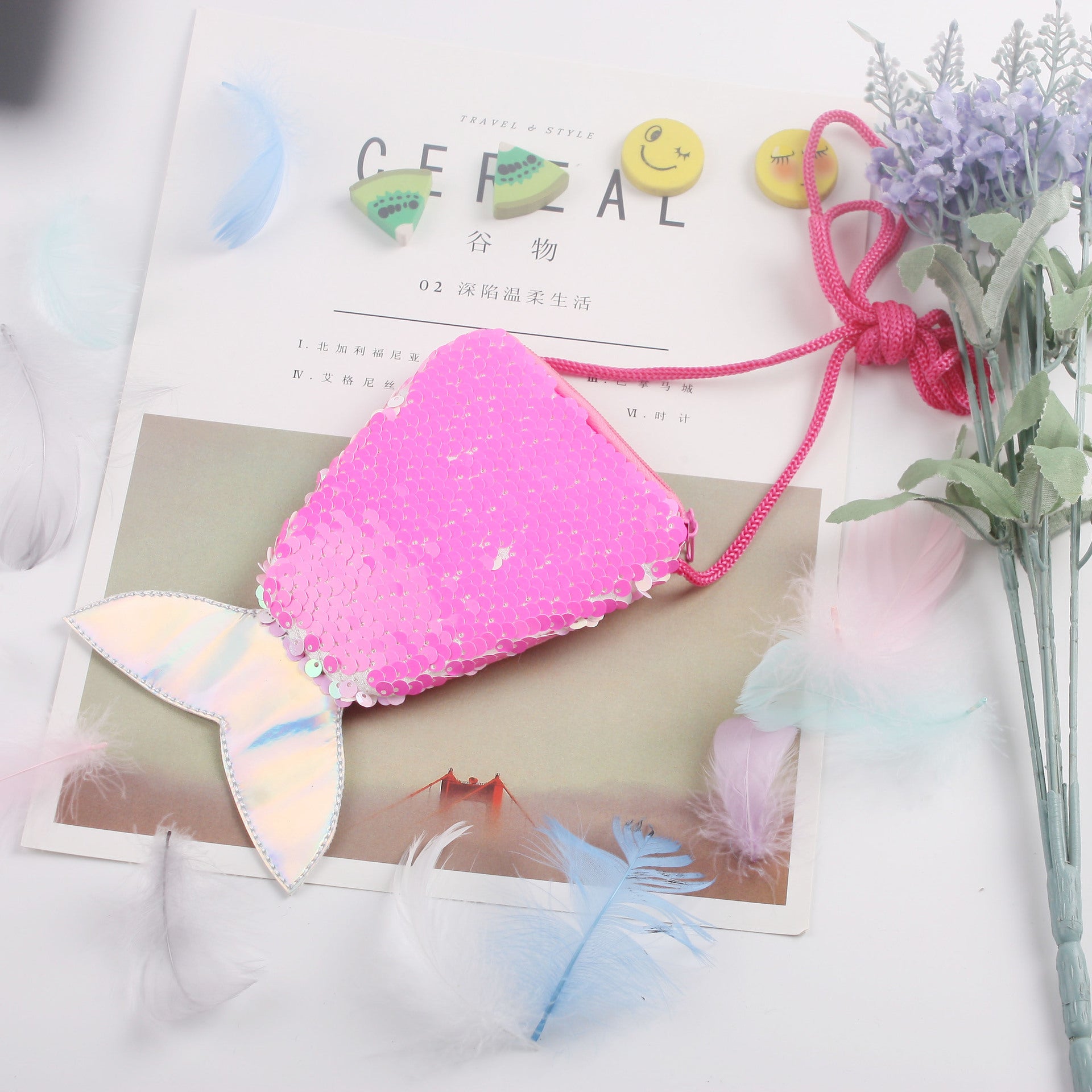 Wholesale Mermaid Tail Sequins Kids Shoulder Bag