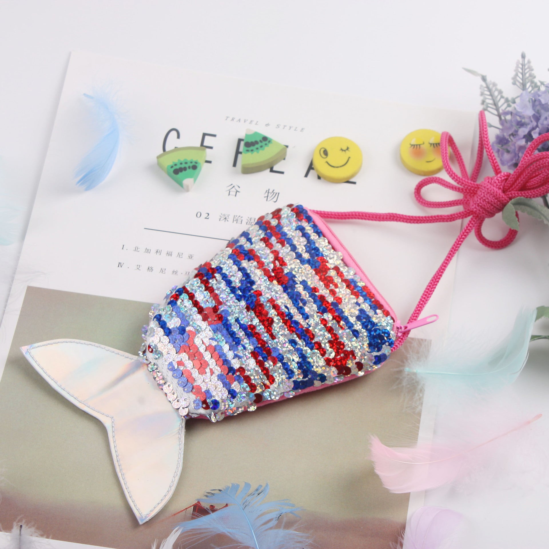 Wholesale Mermaid Tail Sequins Kids Shoulder Bag