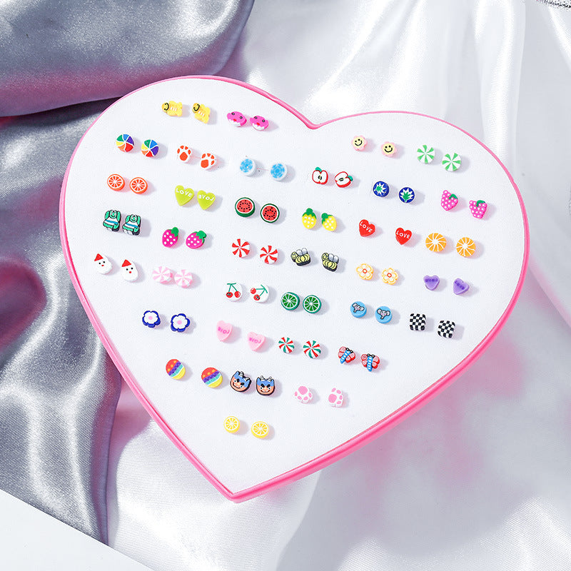 Wholesale 36 Pairs/Box Soft Clay Ear Studs Set