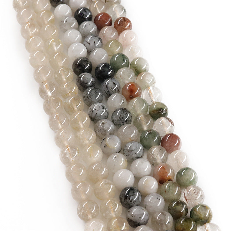 Wholesale Natural Hair Crystal Gold Jade Agate Round Scattered Beads