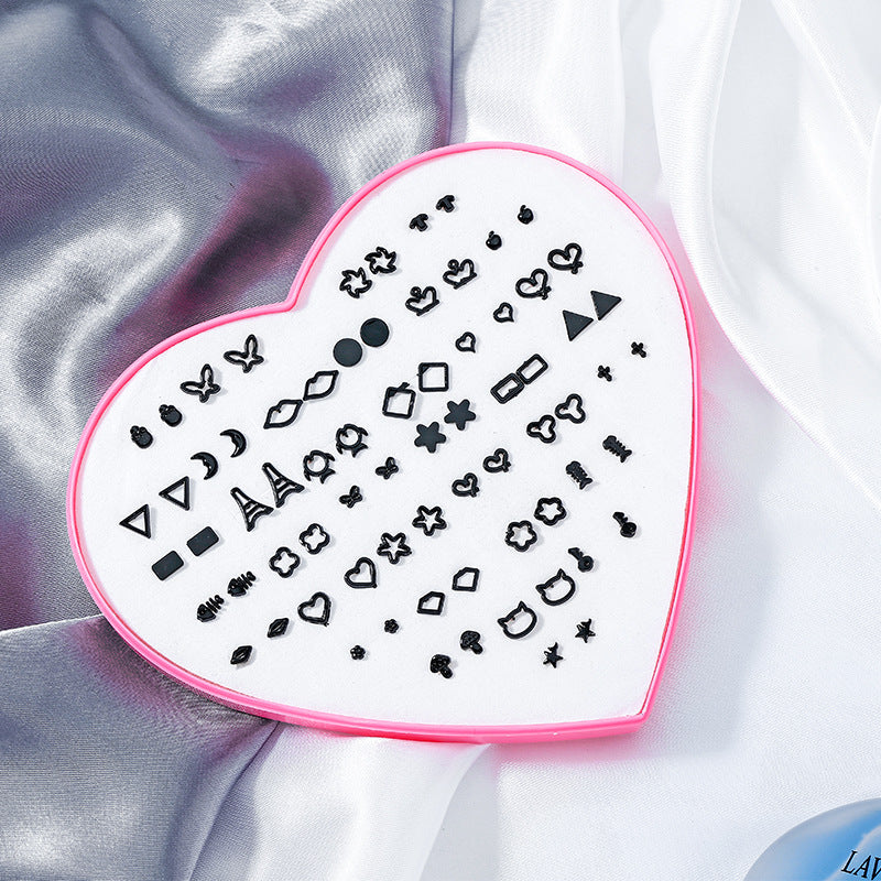 Wholesale 36 Pairs/Box Heart Star Plastic Ear Studs Set