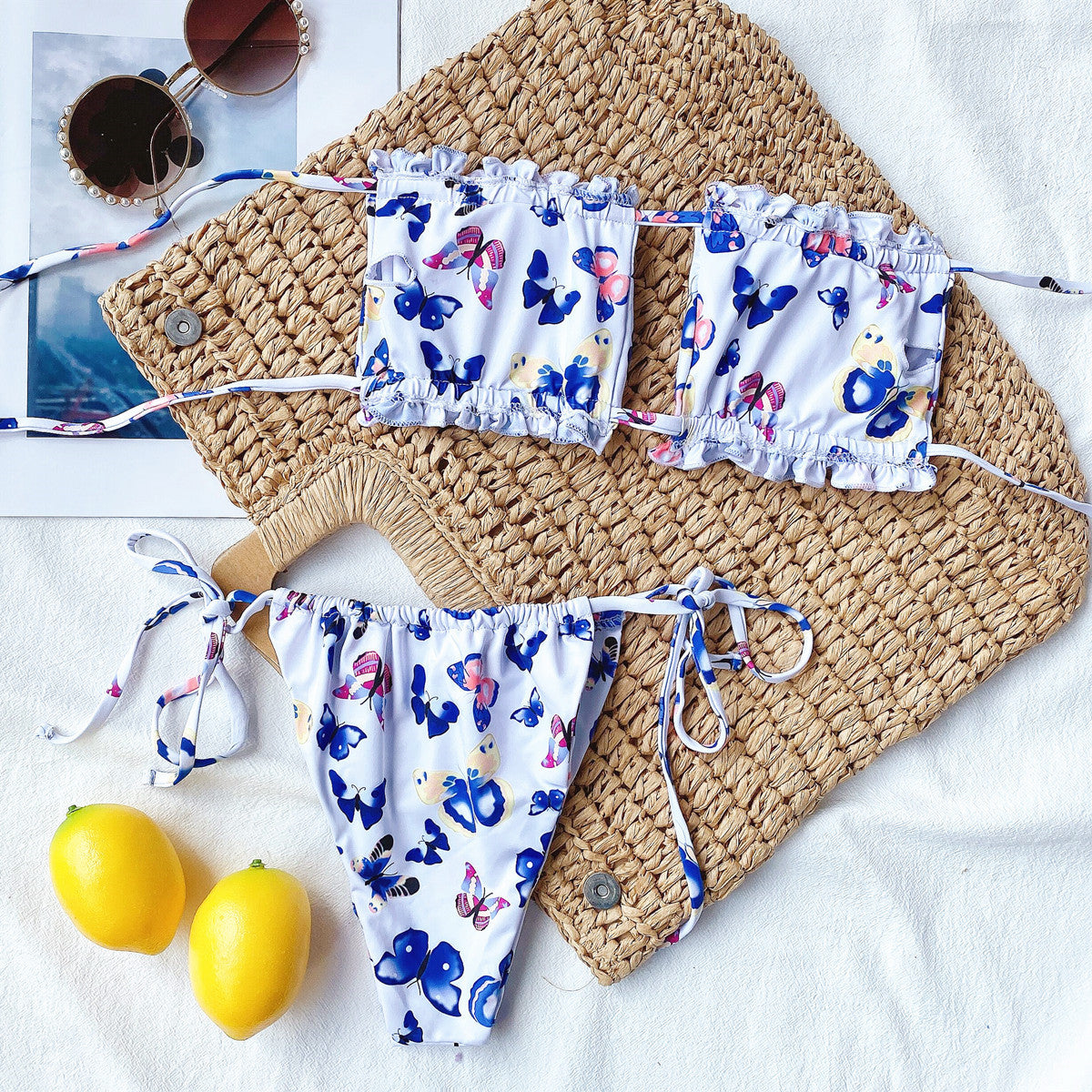 Wholesale Pleated Hollow Out Split Polyester Swimwear