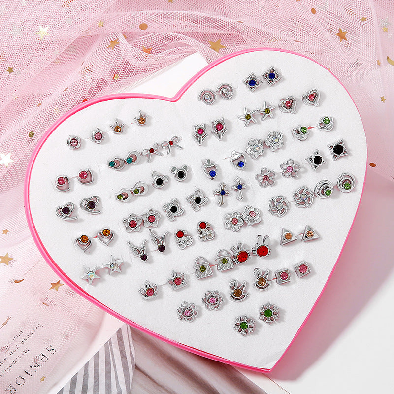 Wholesale 36 Pairs/Box Plastic Flower Ear Studs Set