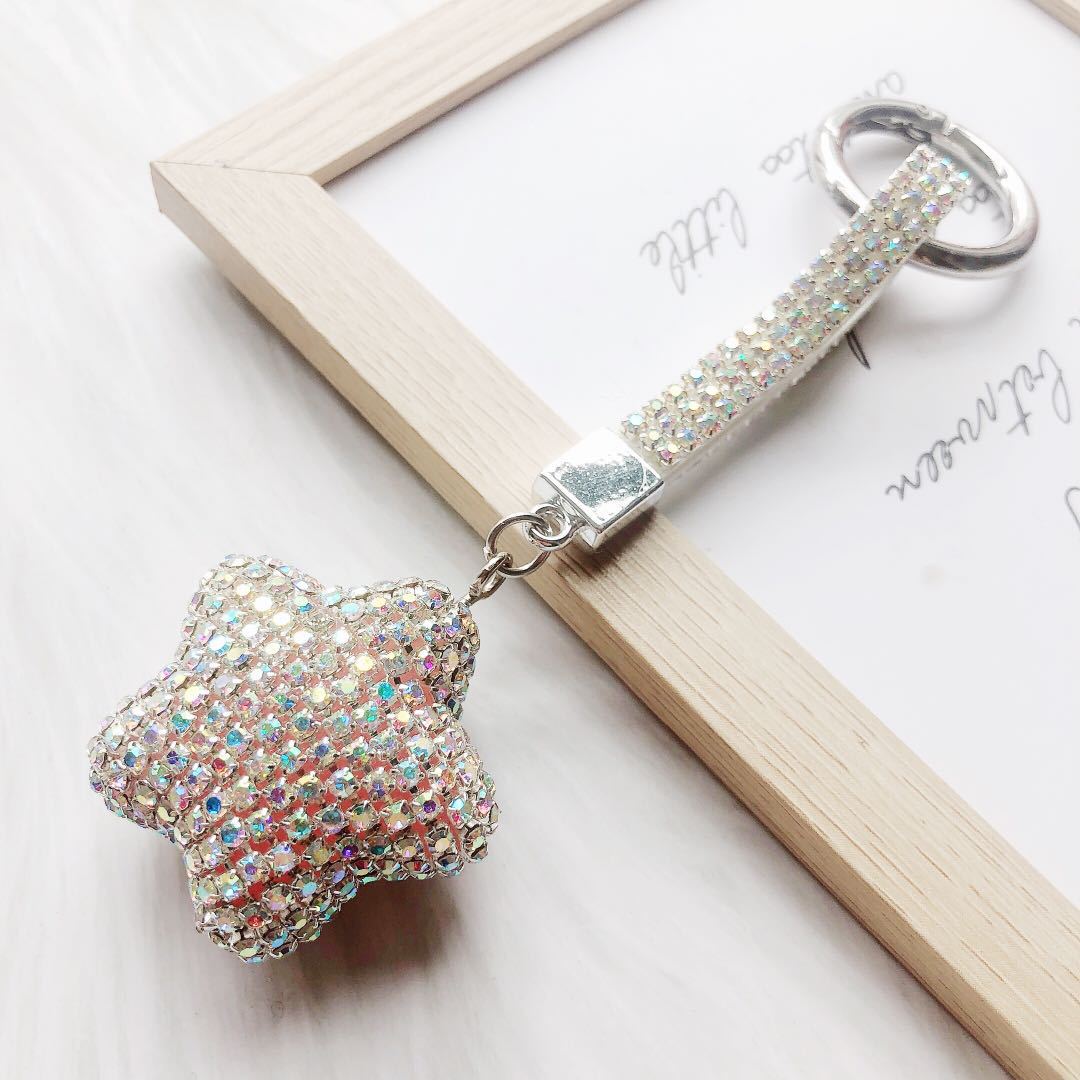 Wholesale Rhinestone Pentagram Love Keychain