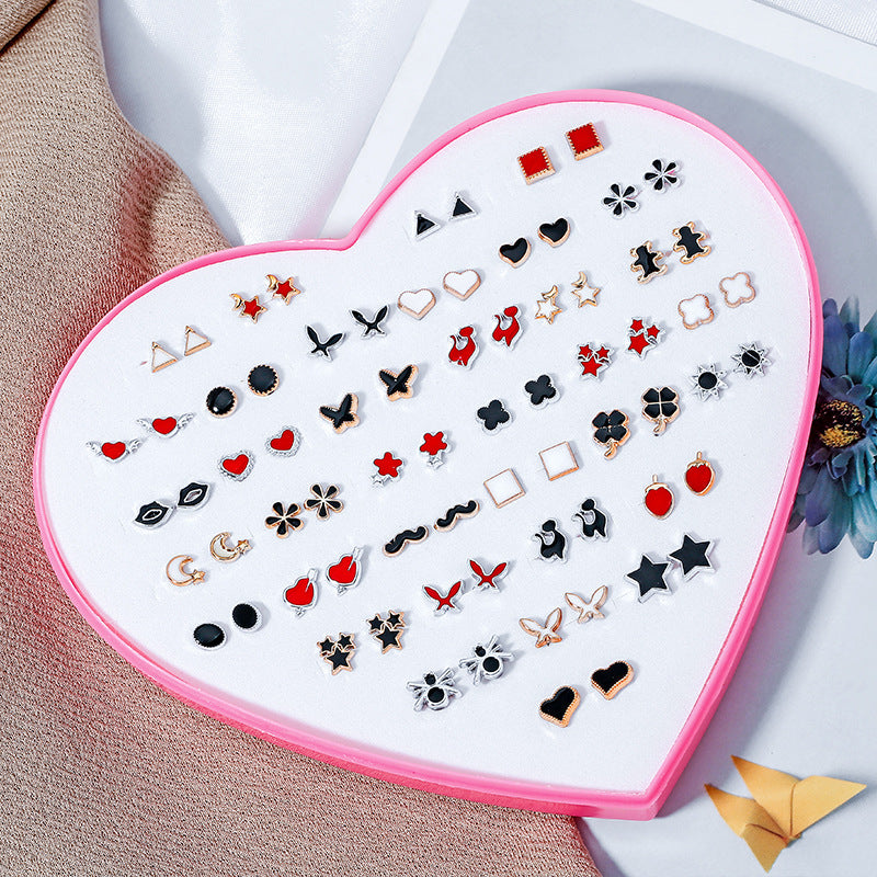 Wholesale 36 Pairs/Box Plastic Flower Ear Studs Set