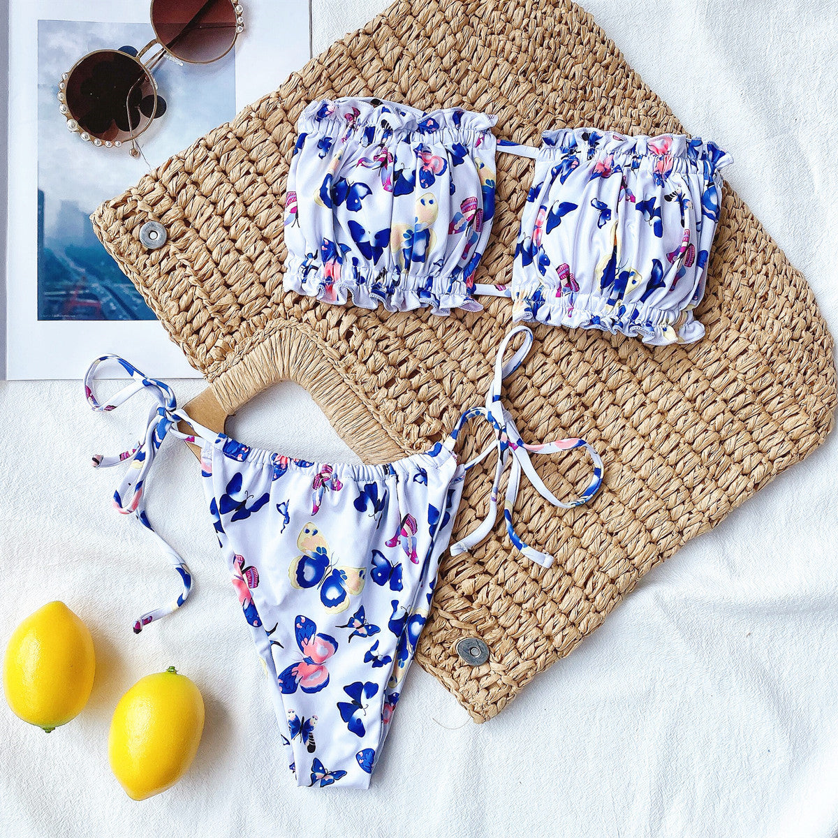 Wholesale Pleated Hollow Out Split Polyester Swimwear