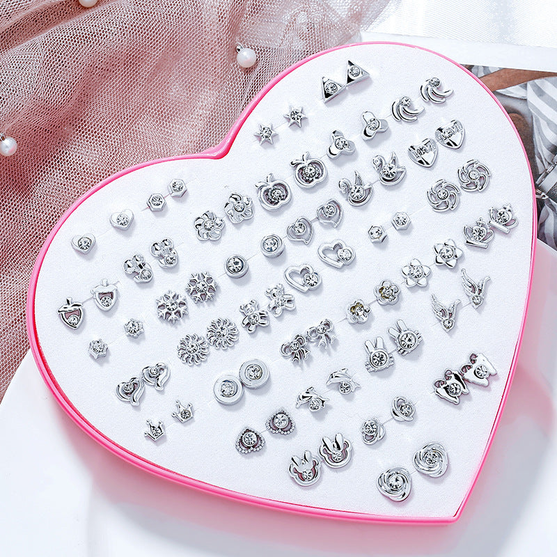 Wholesale 36 Pairs/Box Plastic Flower Ear Studs Set