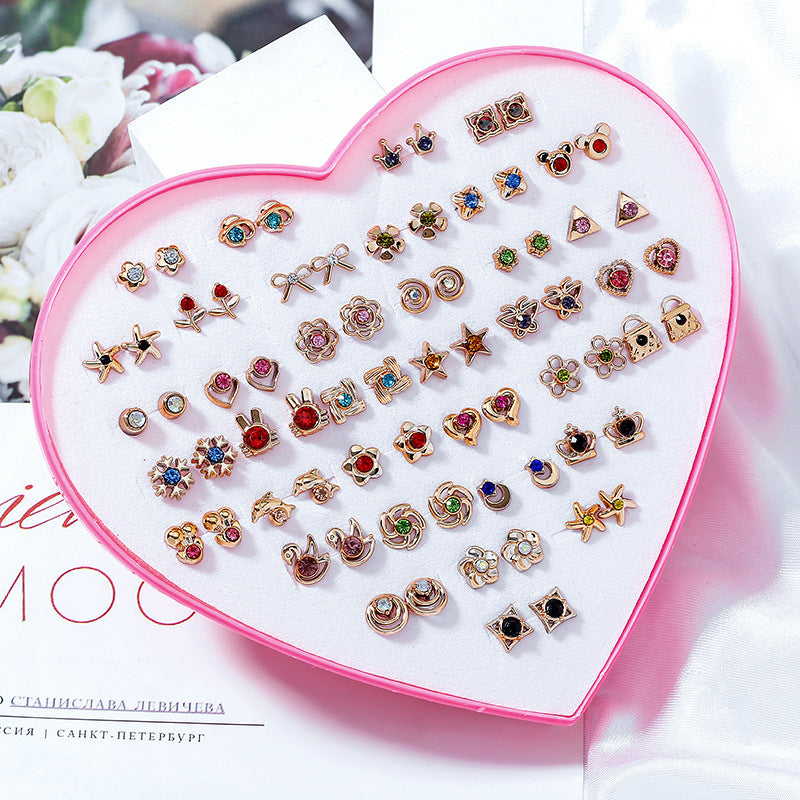 Wholesale 36 Pairs/Box Plastic Flower Ear Studs Set