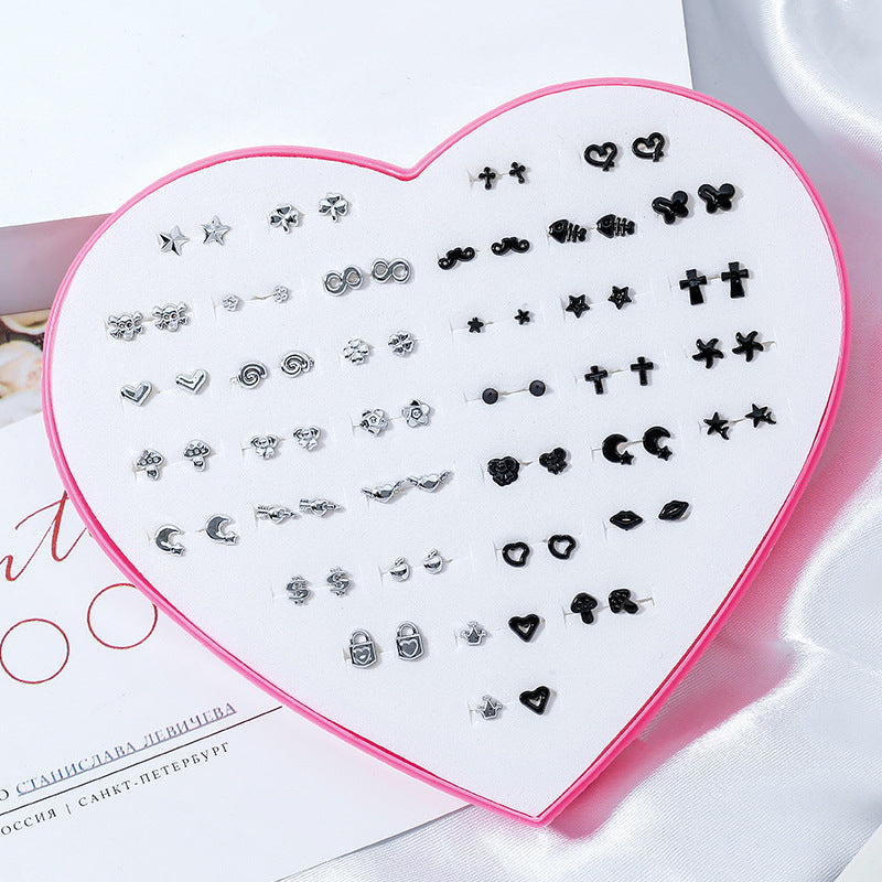 Wholesale 36 Pairs/Box Plastic Flower Ear Studs Set