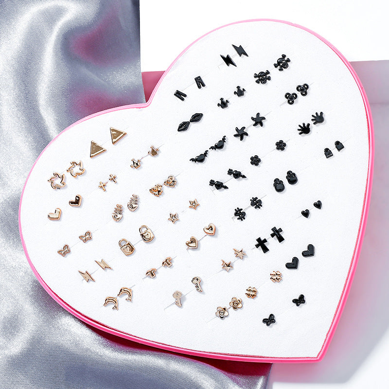 Wholesale 36 Pairs/Box Plastic Flower Ear Studs Set
