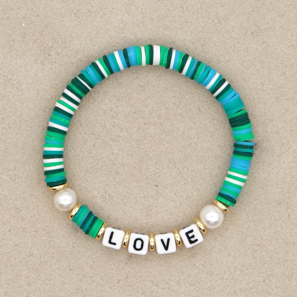 Wholesale Vintage Alphabet Pearl Bracelet