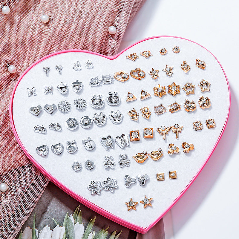 Wholesale 36 Pairs/Box Plastic Flower Ear Studs Set