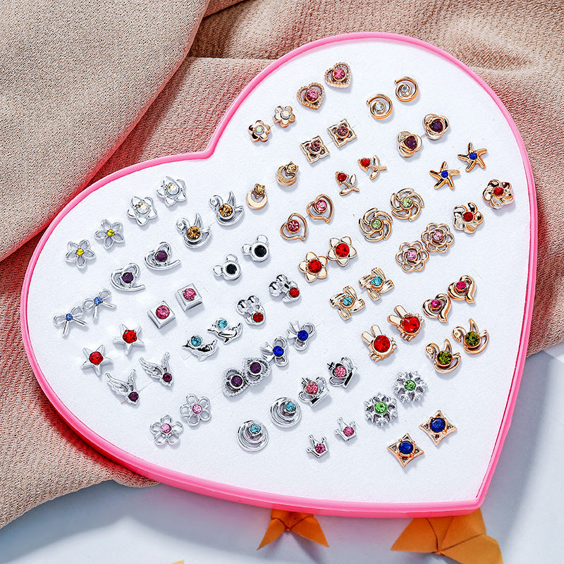 Wholesale 36 Pairs/Box Plastic Flower Ear Studs Set
