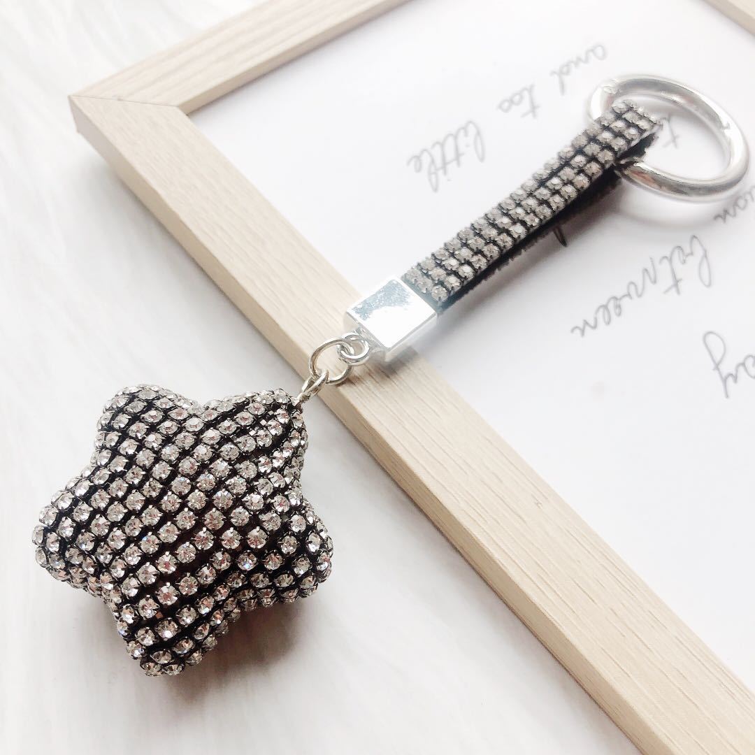 Wholesale Rhinestone Pentagram Love Keychain