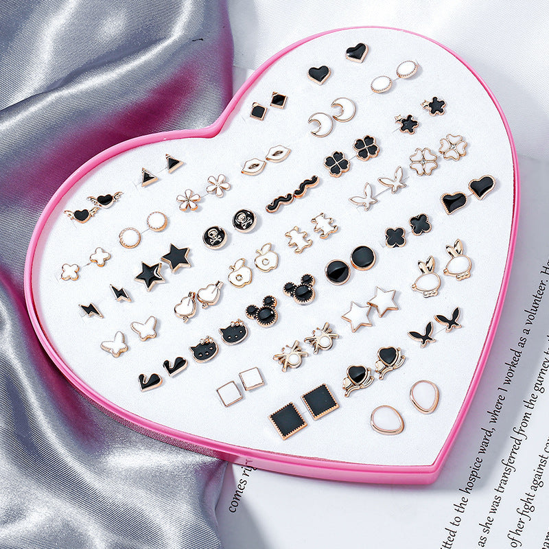 Wholesale 36 Pairs/Box Plastic Flower Ear Studs Set