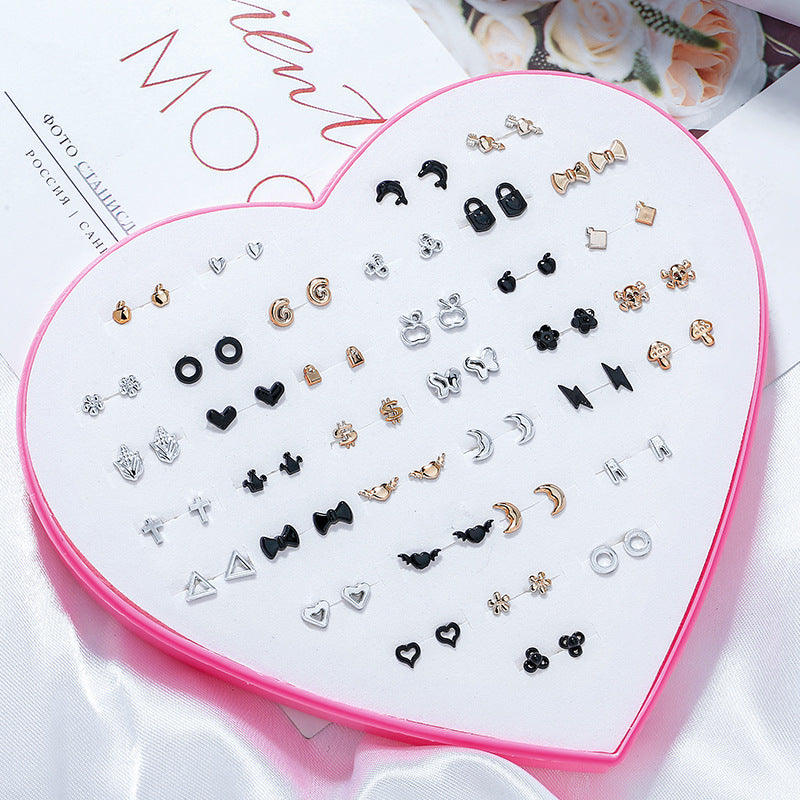 Wholesale 36 Pairs/Box Plastic Flower Ear Studs Set