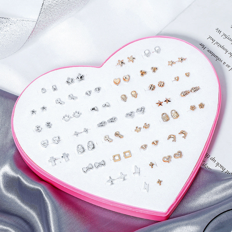 Wholesale 36 Pairs/Box Plastic Flower Ear Studs Set