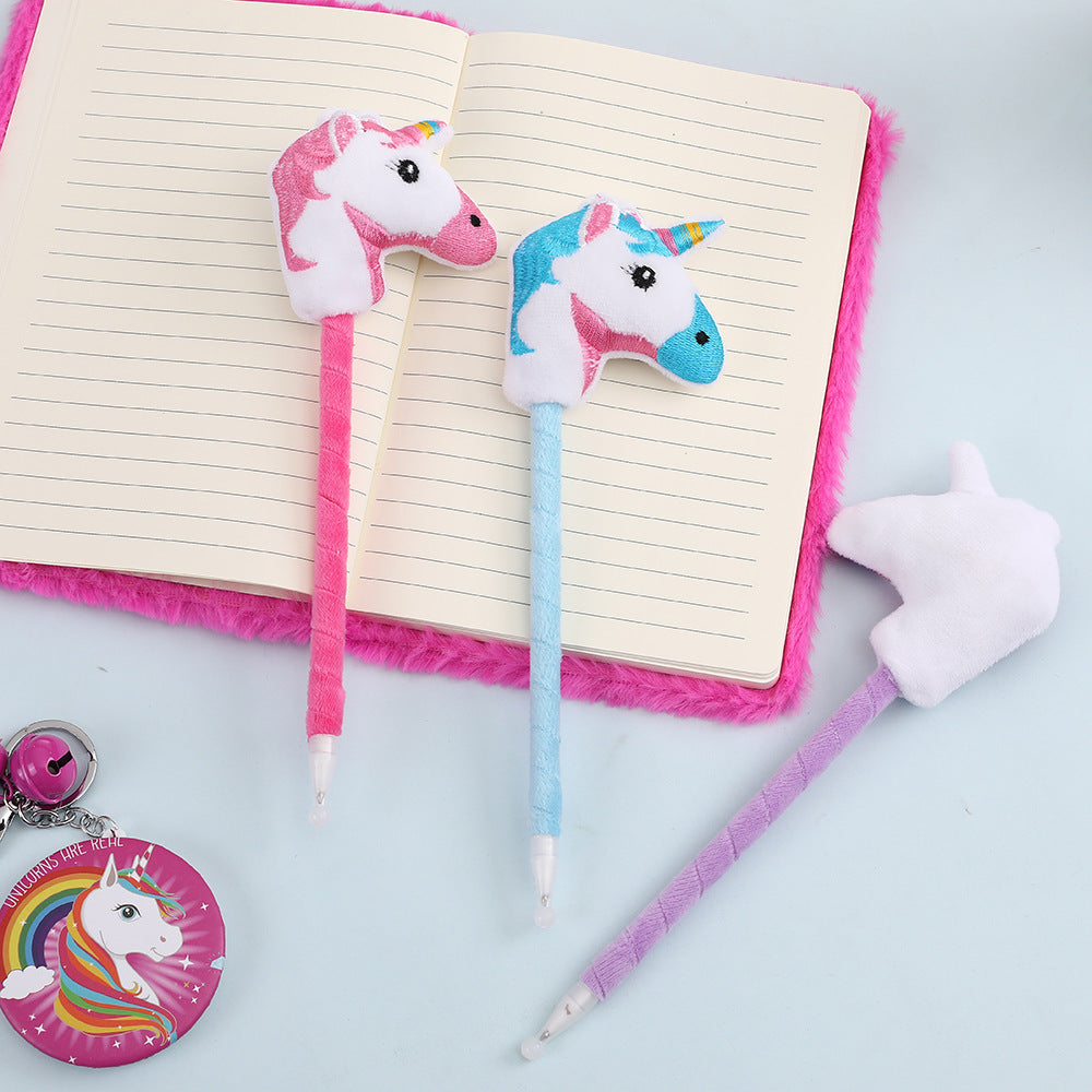 Wholesale Plastic Unicorn Cartoon Plush Ballpoint Pen