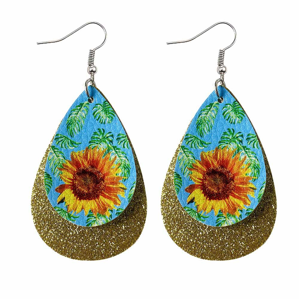 Joyas al por mayor Pendientes de cuero en forma de lágrima de Pascua