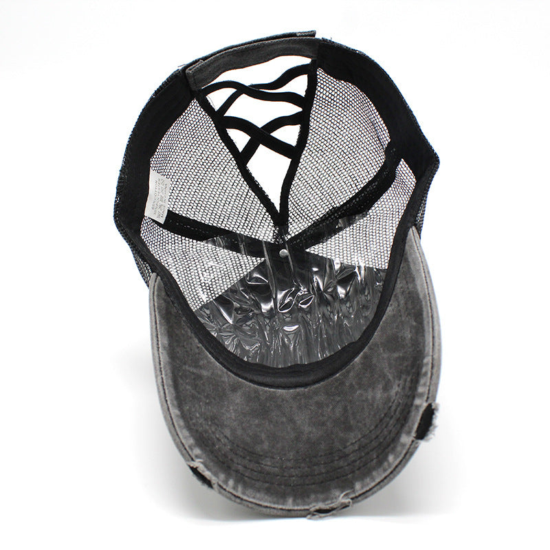 Gorra de béisbol de cola de caballo cruzada con banda elástica de algodón al por mayor